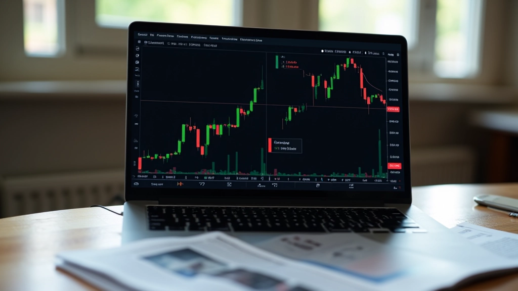 Laptop displaying Canadian currency exchange rates with real-time price charts and numerical data