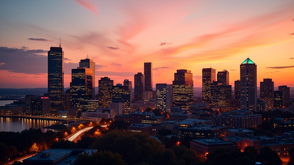 Montreal skyline at dusk with financial district buildings illuminated, representing Canadian economic activity and forex markets